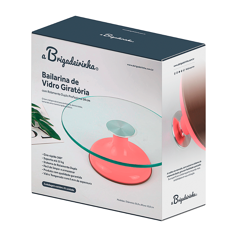 Bailarina De Vidro Giratória Com Rolamento Duplo Profissional 30 cm